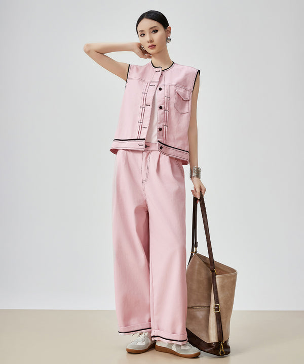 Contrast Stitch Pink Denim Series